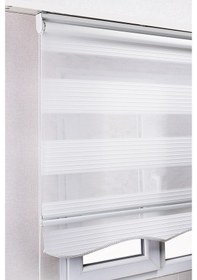 Resim Etekli Beyaz Pileli Zebra Kaliteli Güneşlik Stor Perde 