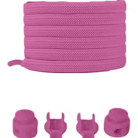 Resim Heel'sUp Pembe Yassı Akıllı Kilitli Elastik Ayakkabı Bağcık / Elastic Shoelace Pink Flat 