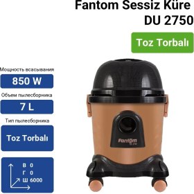 Resim Fantom DU 2750 Toz Torbalı Elektrikli Süpürge Altın Renkli Sessiz Çalışma Özelliği ile 0,2 L Toz Haznesi 