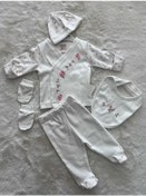 Resim U4433 Kanaviçe Desen 5'li Zıbın Set-ekru Ekru 