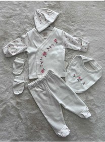 Resim U4433 Kanaviçe Desen 5'li Zıbın Set-ekru Ekru 