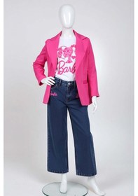 Resim Riccotarz Kız Çocuk Bebek Ve Yazı Detaylı T-shirt Kurdela Düğme Detaylı Blazer Ceket Alt Üst Takım Pembe 