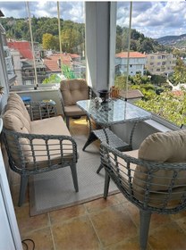 Resim Tu Tienda Kartepe 2 1 1 Rattan Bahçe Balkon Takimi,bej Kumaş/gri Rattan Örgü Bej 