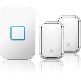 Resim Kenly 2 Buton 1 Alıcı Su Geçirmez Beyaz Pilsiz Kablosuz LED Kapı Zili 