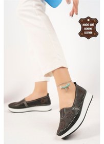 Resim Elit Mn85l21c Kadın Hakiki Deri Espadril Siyah Siyah 