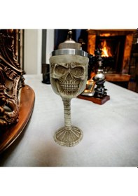 Resim Kurukafa Tasarımlı Paslanmaz Çelik Kadeh Bardak 