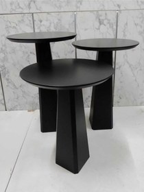 Resim Geometrik Mantar Yan Sehpa Siyah 