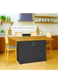 Resim Swan Mutfak Adası - Alt Modül - 2 Kapaklı - 140 Cm - Tezgah Dahil Antrasit 