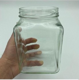 Resim 1600 cc Kırmızı Metal Kapaklı Köşeli Cam Kavanoz 