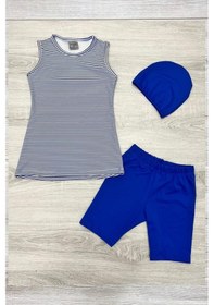 Resim My Kids Wear Üç Parça Kız Çocuk Kısa Şortlu Mayo Lacivert 