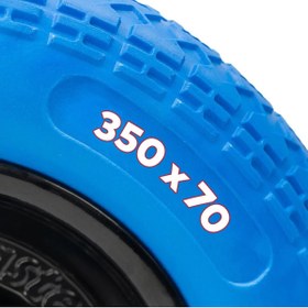 Resim NUBLADO El Arabası Yük Taşıma Mavi Tekeri Rulmanlı Patlamayan Poliüretan Teker PU Dolma Tekerlek 350x70 mm. 