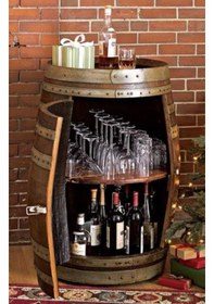 Resim Masifart Şarap Fıçısı Kapaklı Dikey Şaraplık 