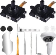 Resim Ikpek 2 Pack Joystick Replacement Kit for Oculus Quest 2 Controller, 29 in One Repair Kit for Meta Quest 2 Controller, Include 2 Thumb Sticks, 4 Thumbstick Grips, 18 Screws, 2 T5 Screwdrivers and More 