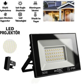Resim ERM 220V 30W Beyaz Işık LED Projektör - Su Geçirmez Dış Mekan Aydınlatma, Slim Metal Kasa 