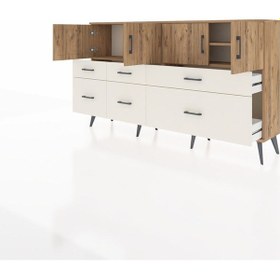 Resim Arges Konsol 4 Raflı 6 Çekmeceli 4 Kapaklı 176x30x99 Çam-çam/aytaşı Atlas Çam/aytası - Atlas Çam 
