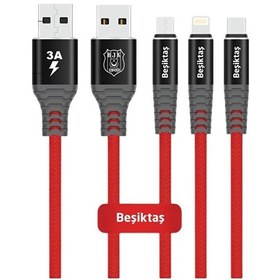 Resim Beşiktaş Lisanslı iphone Uyumlu Data+Sarj Kablosu KBL-1903 3A Lightning Usb 1m(5x8)*40 