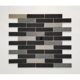 Resim Orient Mutfak,banyo,zemin Için Siyah Krom Simli 23X98 Kristal Mozaik 