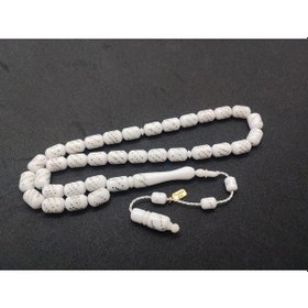 Resim İskeçe Tesbih Exclusive Furkan Gül Usta Eseri Çeşmi Bülbül Model Çakımlı Deve Kemiği Tesbih 7225 