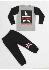 Resim Casabony Super Star Erkek Çocuk Jogger + T-shirt Takım-siyah -gri Siyah 