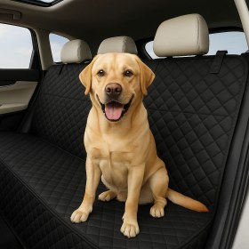 Resim Lüks Derili Su Geçirmez Arka Koltuk Kılıfı Evcil Hayvan Tüy Koruyucu Örtü 