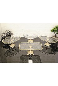 Resim atabey home collection 4 Parça Çeyiz Seti 3 Adet Sunumluk 1 Adet Salata Kasesi Çizgili (AÇIKLAMAYI OKUYUNUZ) 