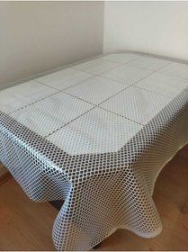 Resim CLK Home Beyaz Dantel Görünümlü Pvc Silinebilir Muşamba Masa Örtüsü 