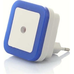 Resim Mavi Işık Kare Tip Otomatik Gece Yanıp Gündüz Sönen Işık Sensörlü Ledli Gece Lambası Mavi 