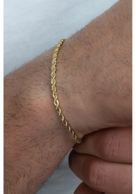Resim İnce Gold Renk Halat Model Burgulu Unisex Çelik Bileklik Eck28bi 