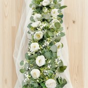 Resim 1 adet Modern Eukaliptüs Çelenk, Yapay Gül ve Pelinlerle - 177.8cm Plastik Çiçek Süsü, Lüks Ev, Ofis, Otel, Bahçe, Patio, Tatil Süsü için - İç/Dış Mekan Canlı Acent, Tüm Mevsimler İçin Mükemmel, İç/Dış Mekan Süsü | Modern Eukaliptüs Çelenk | Yapay Çiçekler, Çiçek Duvar Süsü 