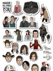 Resim The Walking Dead Temalı Sticker ve Etiket Seti - Orta Boy - Su Geçirmez, Kalın Yapışkanlı Sticker 
