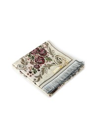 Resim Lüks Gülce Şönil Seccade Krem Tesbih Hediyeli 