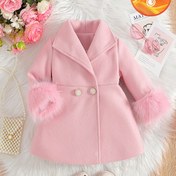 Resim Küçük Kızlar İçin Sevimli Pembe Suni Kürk Astarlı Ceket - Şık Yaka, Düğmeli, Uzun Kollu, Sonbahar ve Kış İçin Mükemmel, Okul Üniforması veya Rahat Giyim, Okul Üniforması Ceket | Eğlenceli Tasarım | Şık Yaka, Küçük Kızlar Ceketi 