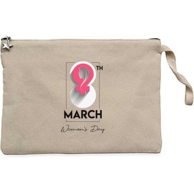 Resim 8 th March Krem Clutch Astarlı Cüzdan / El Çantası - Krem 