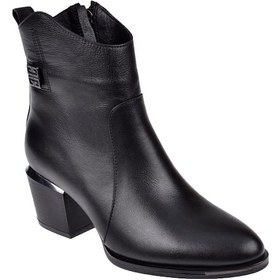 Resim Maximino Hakiki Deri Kalın Topuklu Kadın Bot Mx-440 Siyah Siyah 