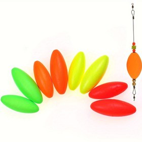 Resim 10 adet Canlı EVA Köpük Kedi Balığı Rig Yüzdürücüler, S/L - Pompano & Snappers için Yüksek Şamandıra & Dayanıklı, Turuncu, Kırmızı, Sarı, Yeşil DIY Tuzlu Su Balıkçılık Yemleri Floresan UV Işık Güçlendirme ile, Üst Su Balıkçılık Yemleri 