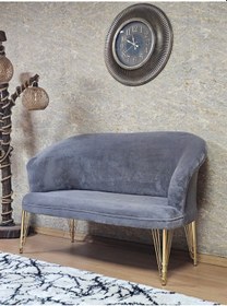 Resim Zafir İkili Teddy Gold Kaplama Telli Ayak Çay Seti Koltuk İkili Berjer , Balkon, Salon, Ofis Gri 