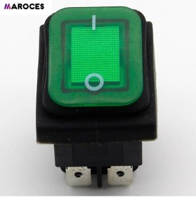 Resim Ic-104W Geniş Körüklü Işıklı Yeşil Anahtar On-Off 4 Uçlu 220V 100 Adet 