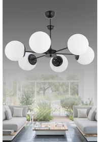 Resim İstanbul Avize Nisa 6'lı Siyah Beyaz Glop Camlı Avize 