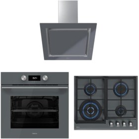 Resim Teka Gri Ankastre Set (HLB 8400 ST Fırın - GZC 64320 XBN ST Ankastre Ocak - DLV 68660 ST TOS Davlumbaz) 