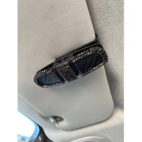 Resim Kristal Tasli Gozluk Kart Tutacagi 2 Klipsli 180 Doner Siyah 