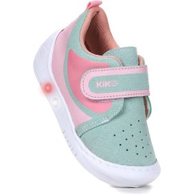 Resim Kiko Kids Kugan Cırtlı Işıklı Kız Bebek Yürüyüş Spor Ayakkabı Su Yeşili - Pembe Su Yeşili - Pembe 