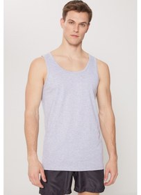 Resim AC&Co / Altınyıldız Classics Erkek Grı Melanj Standart Fit Normal Kesim %100 Pamuk 2'li Atlet Paketi 