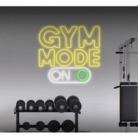 Resim Gym Mode On Yazılı Ve Şekilli Neon Tabela Sarı 