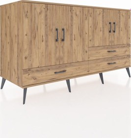 Resim Kronos Konsol 5 Raflı 3 Çekmeceli 4 Kapaklı 176x59x99 Çam-çam Çam-çam 