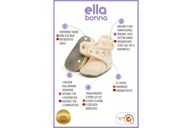 Resim Ella Bonna Organik Pamuk Bebek Pandufu, Kaydırmaz Taban, Yenidoğan Patiği, Ev Kreş Ayakkabısı, Bej 