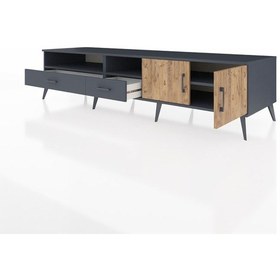 Resim Kronos Tv Ünitesi 3 Raflı 2 Çekmeceli 2 Kapaklı 220x59x51 Antrasit-çam/antrasit Atlas Çam/antrasıt - Antrasıt 