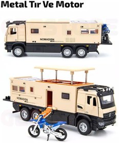 Resim afreyz oyuncak Oyuncak Mercedes Benz Metal Tır Oyuncak Motorlu Mercedes Sesli Işıklı Metal Tır Kamyon Karavan 