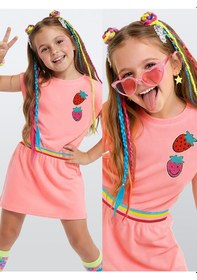 Resim Denokids Pembe Çilek Kız Çocuk Havlu Elbise Çok Renkli 