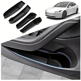 Resim Hightower 2024 2025 Tesla Model 3 Highland Kapı Depolama Kutusu 4lü Siyah 