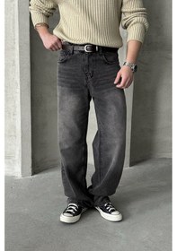 Resim Erkek Ekstra Baggy Jean Pantolon Gri 